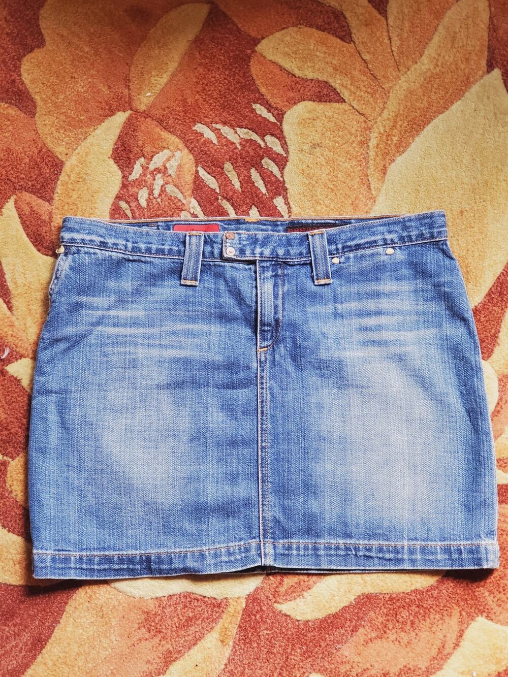 Vintage Y2K AG Adriano Goldschmied Blue Denim Cotton Mini Skirt Size 28 L